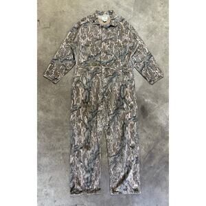 Vintage Mossy Oak Hunting Coveralls Woodland Green Camo Treestand USA XL Rare